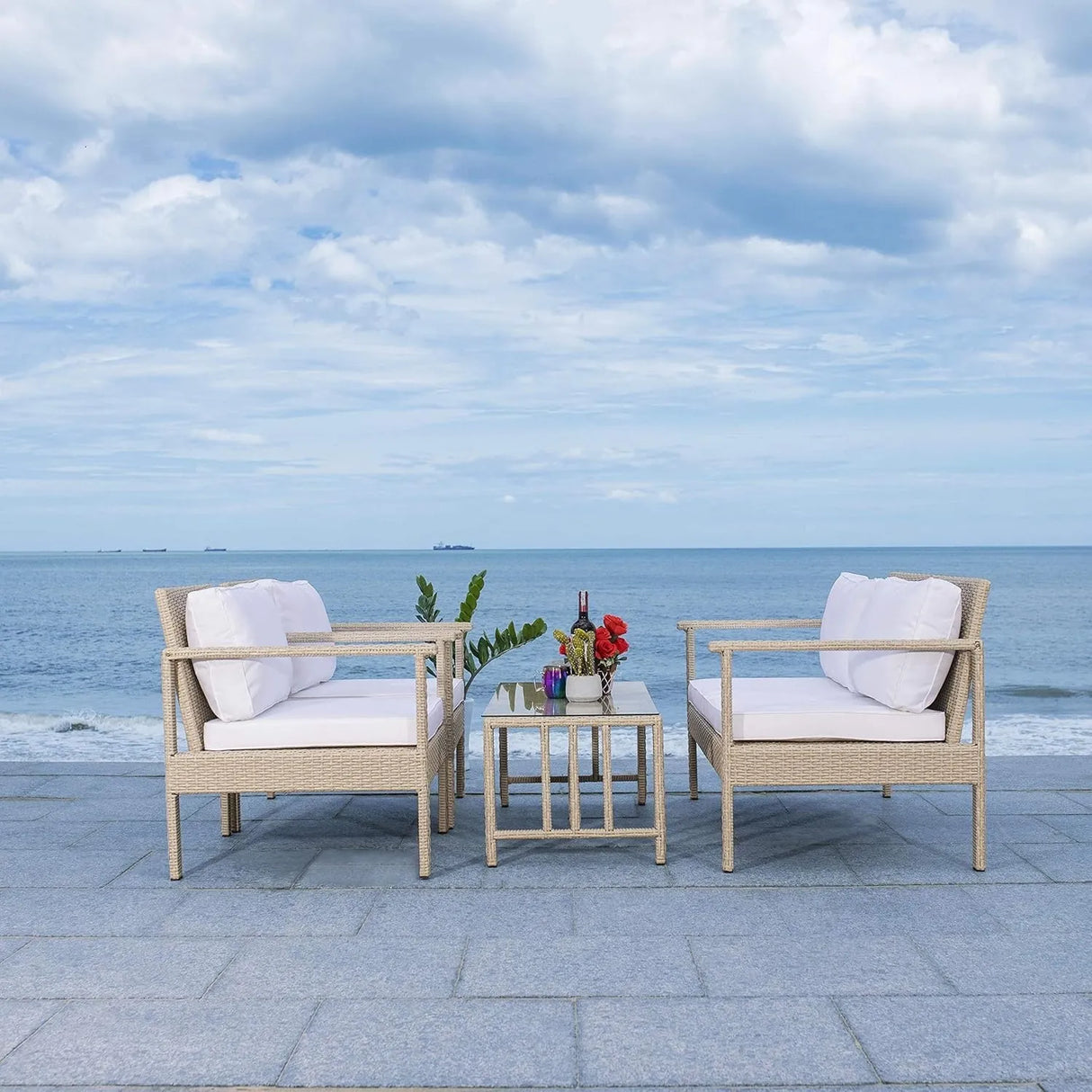 4 Pieces Patio Furniture Set, Outdoor Sectional Sofa