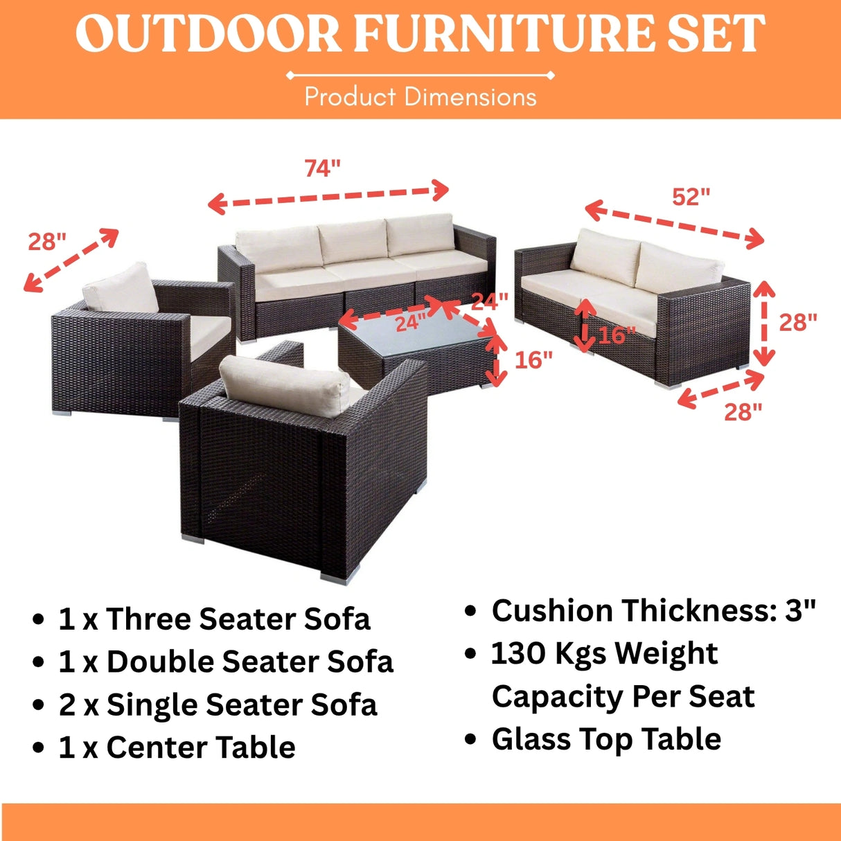 Outdoor Wicker 7-Seater Sofa Set