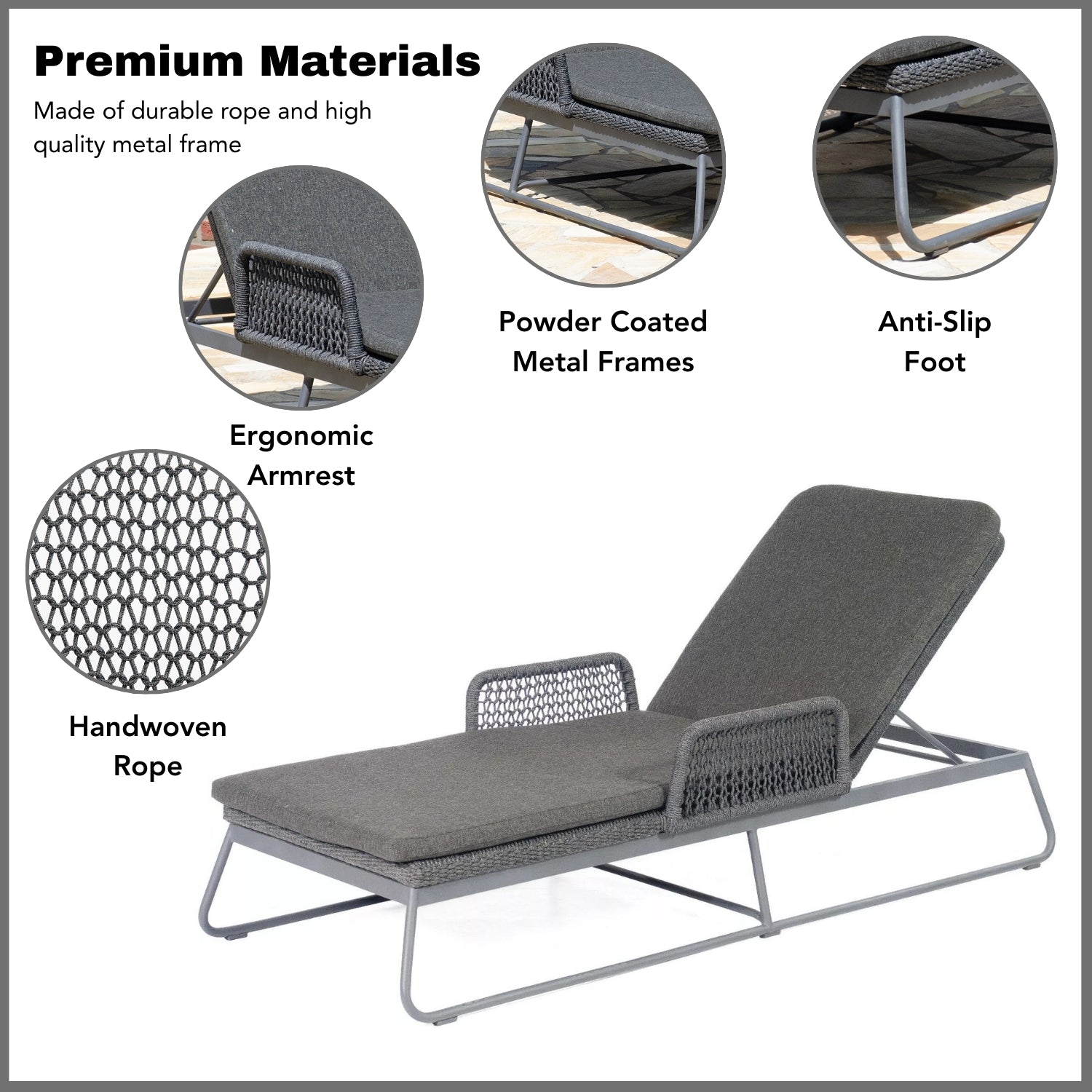 Outdoor Rope Lounge Chair With Side Table