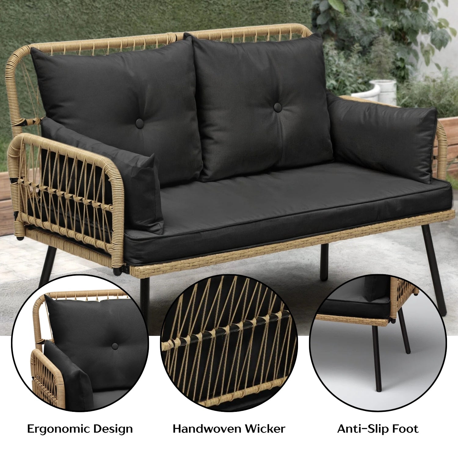 Outdoor Rattan Wicker Loveseat Sofa