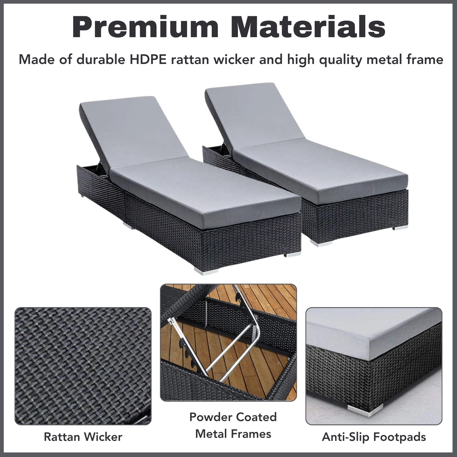 Outdoor 2-Piece Chaise Lounge Chair with Adjustable Settings and Cushions