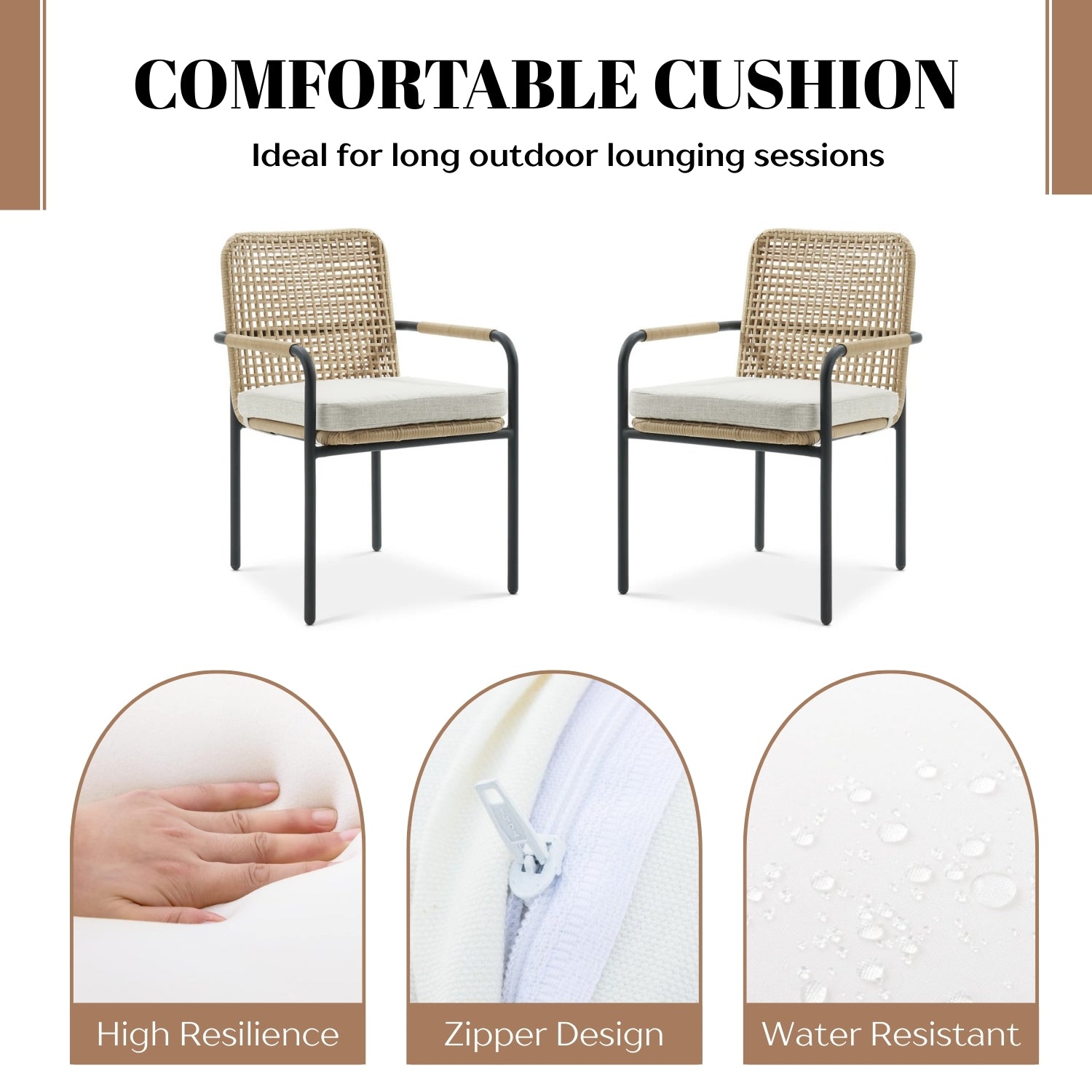 2-Piece Outdoor Rattan Wicker Patio Chairs