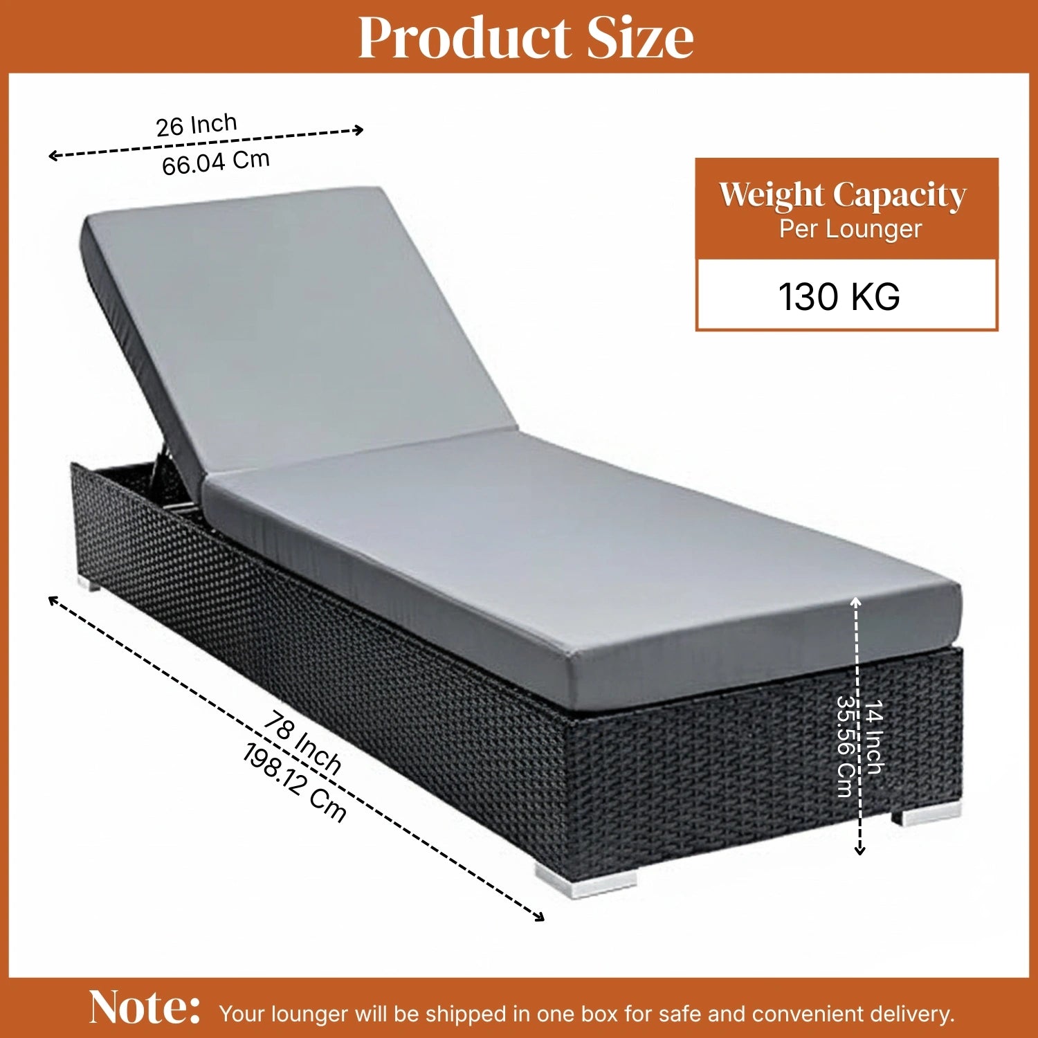 Outdoor All-Weather Rattan Wicker Lounger (Black & Grey)