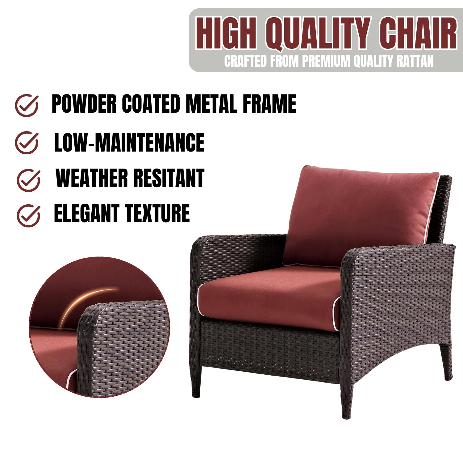 1-Piece Outdoor Wicker Single Seater Sofa