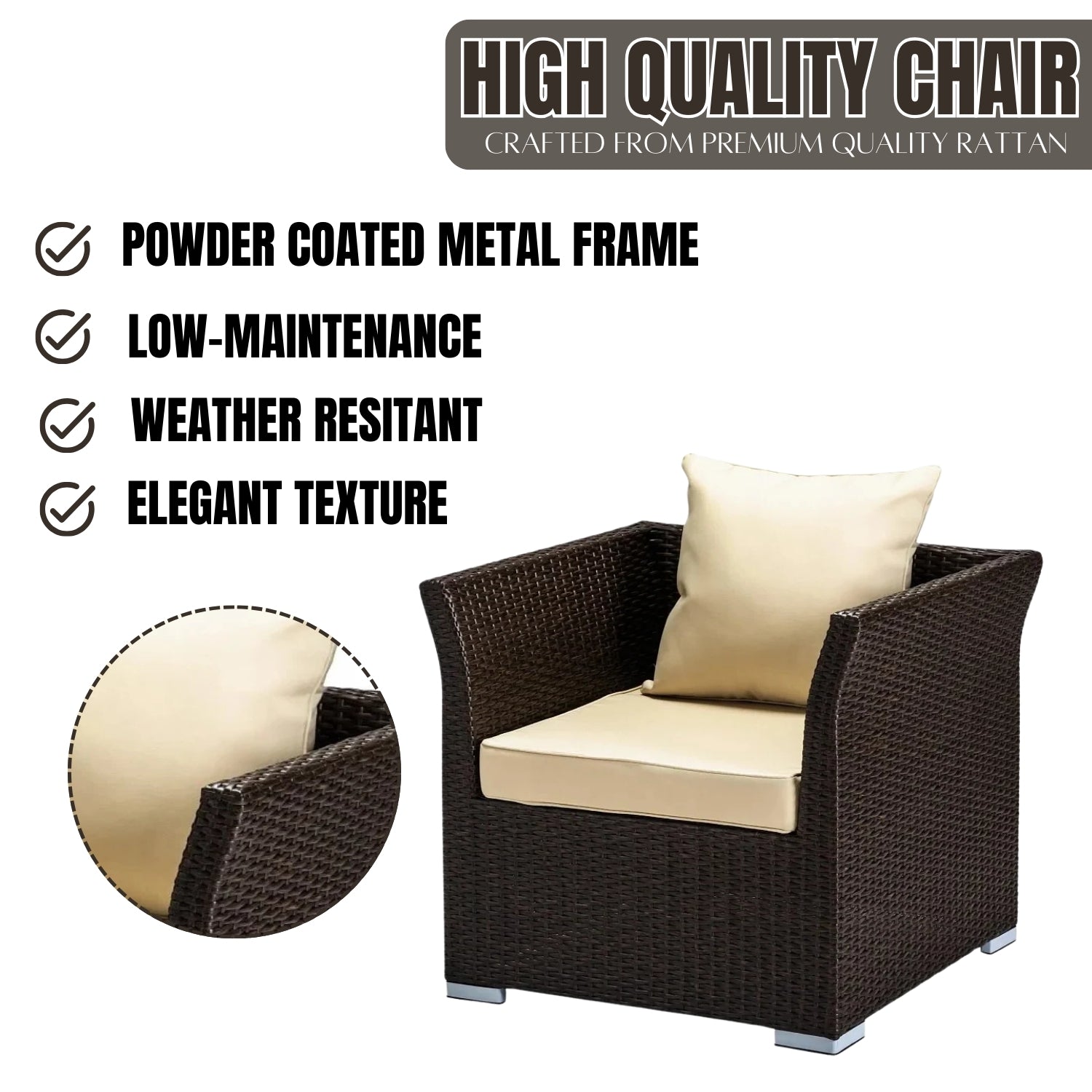 Outdoor All-Weather Wicker Single Seater Sofa