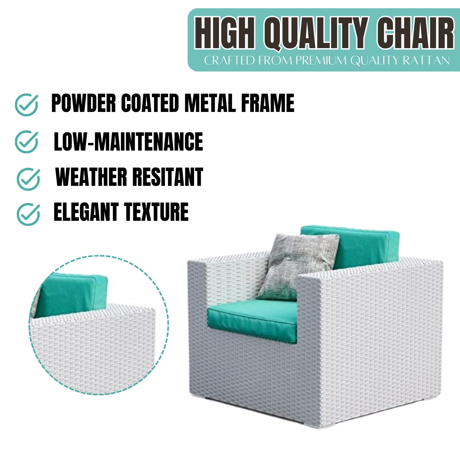 1-Piece Outdoor Wicker Single Seater Sofa