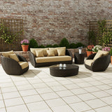 5-Piece Outdoor Wicker Sofa Set With Glass Top Tables
