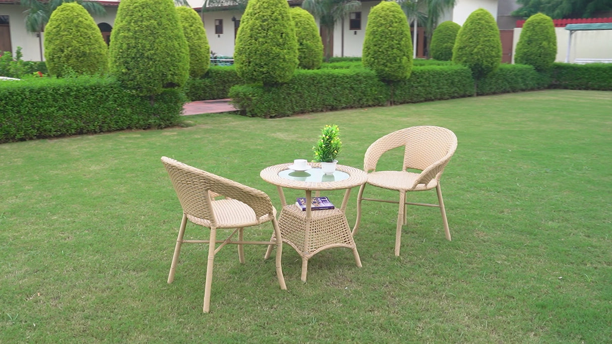 Outdoor Wicker 3-Piece Patio Set with Outdoor Umbrella