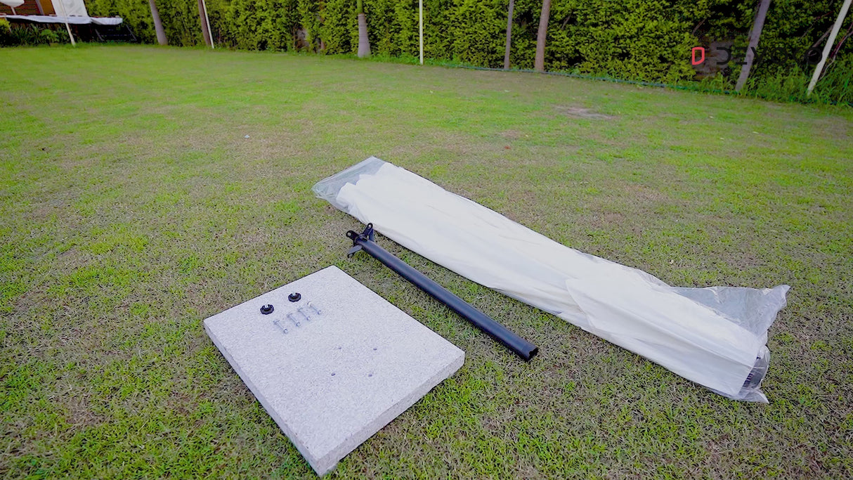 10ft Side Pole Square Shape Outdoor Umbrella With Marble Base (White)