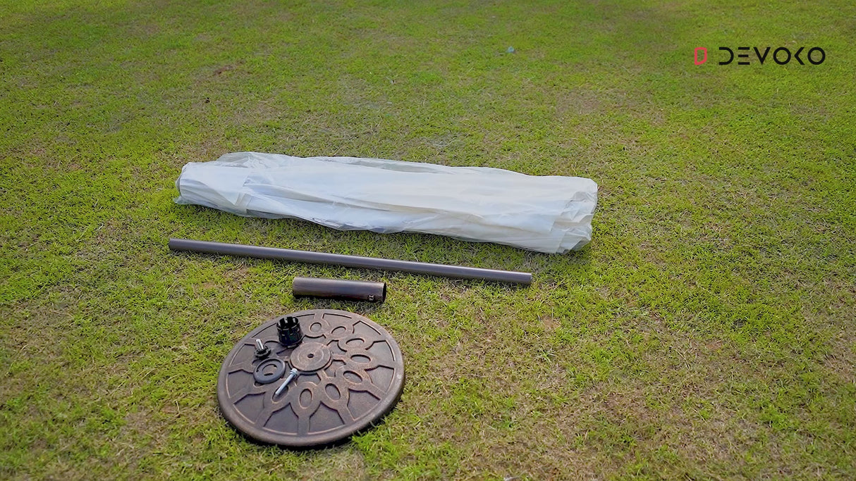 9ft Beige Color Outdoor Patio Umbrella with Centre Pole