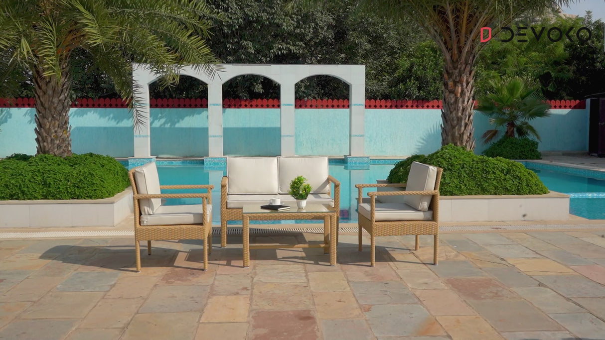 4 Pieces Patio Furniture Set, Outdoor Sectional Sofa