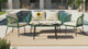 Outdoor Rope 4-Seater Sofa Set with Glass Top Table (Green & Off-white)