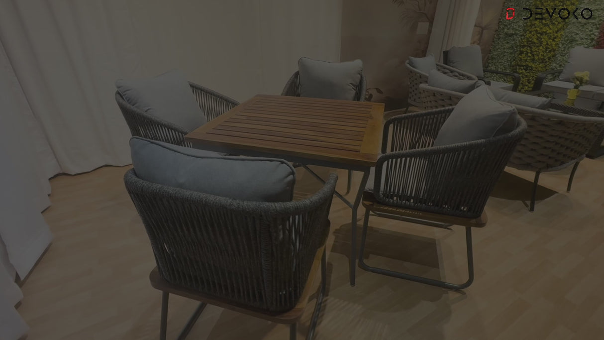 5-Piece Outdoor Patio Dining Set With Wooden Tabletop