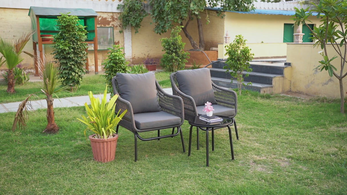 3 Piece Outdoor Rope Patio Set