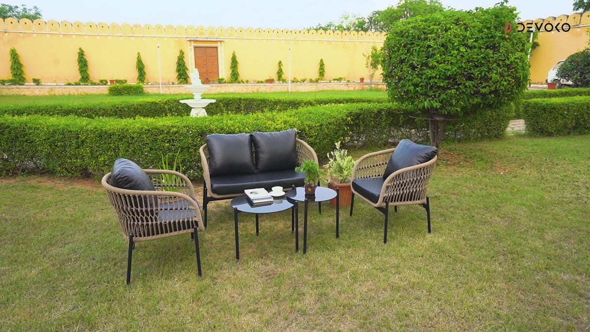Outdoor 4 Seater Rope Conversation Sofa Set