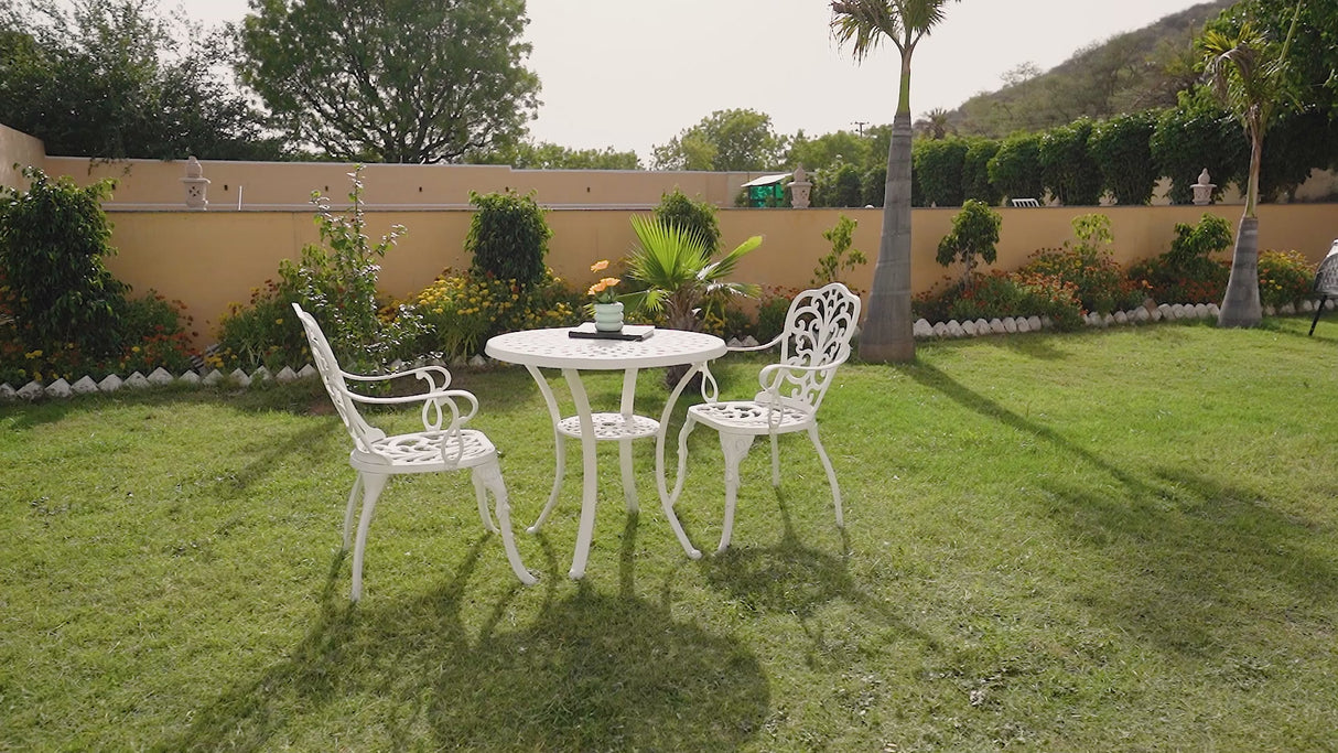 Outdoor 3-Piece Cast Aluminum Bistro Set (Black)