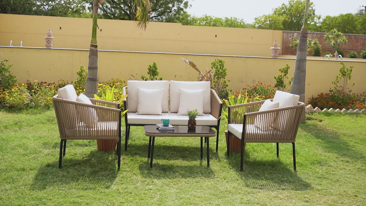 Outdoor 4 Seater Rope Sofa Set