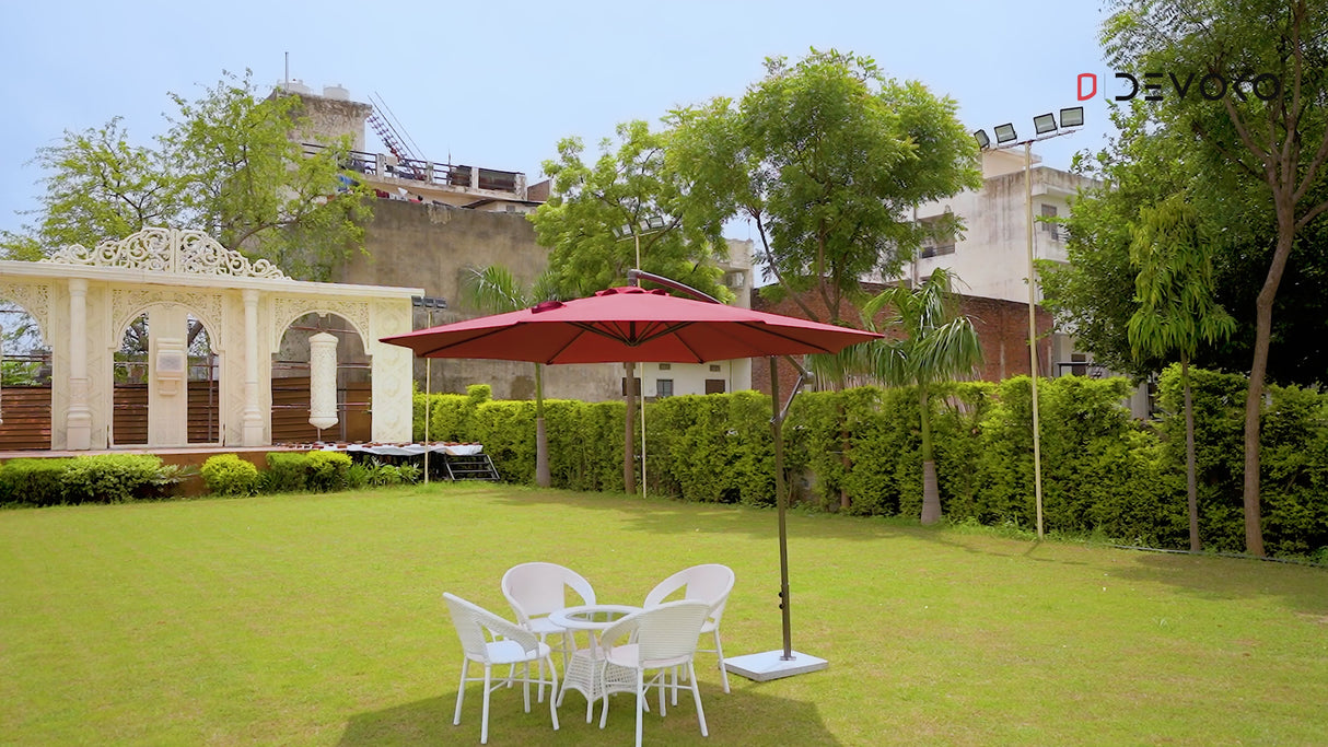 9 Ft Outdoor Offset Cantilever Patio Umbrella with Marble Base