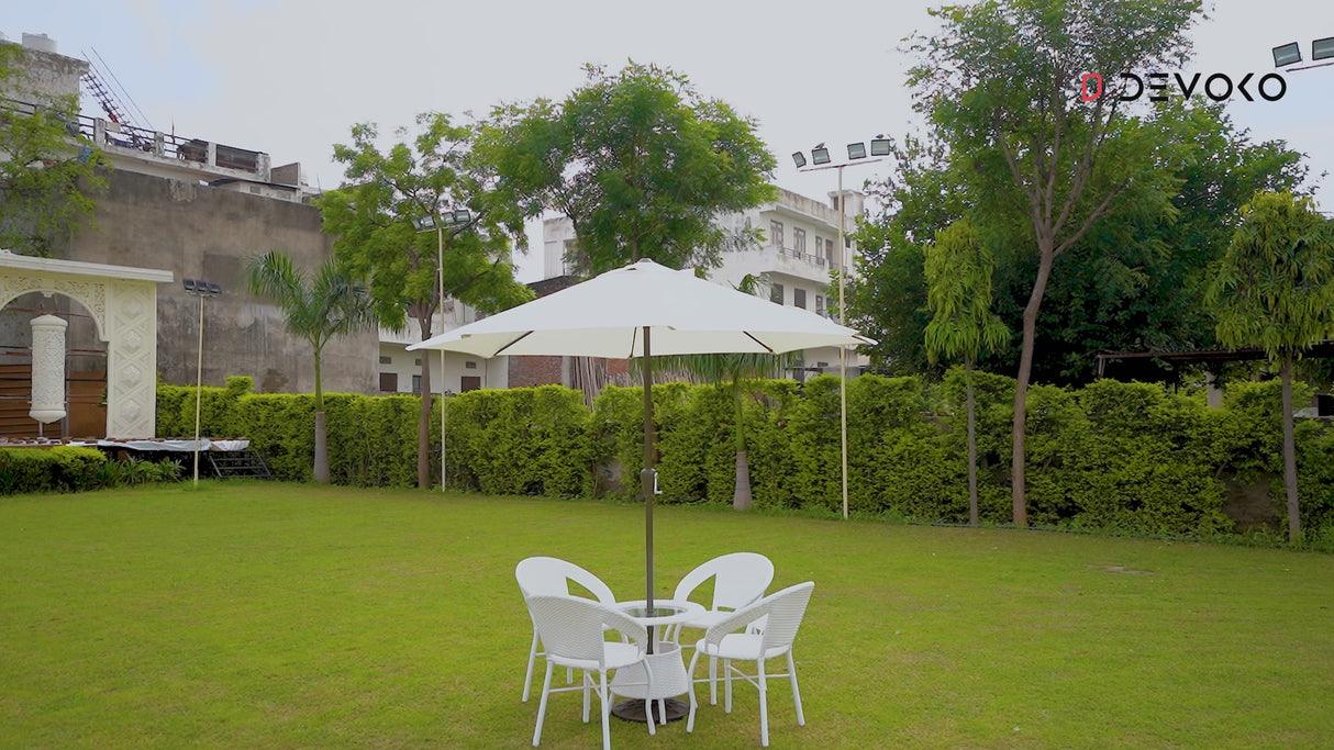 9ft White Color Outdoor Patio Umbrella with Centre Pole