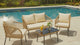 Outdoor Rope 4-Seater Sofa Set with Glass Top Table (Beige & Cream)