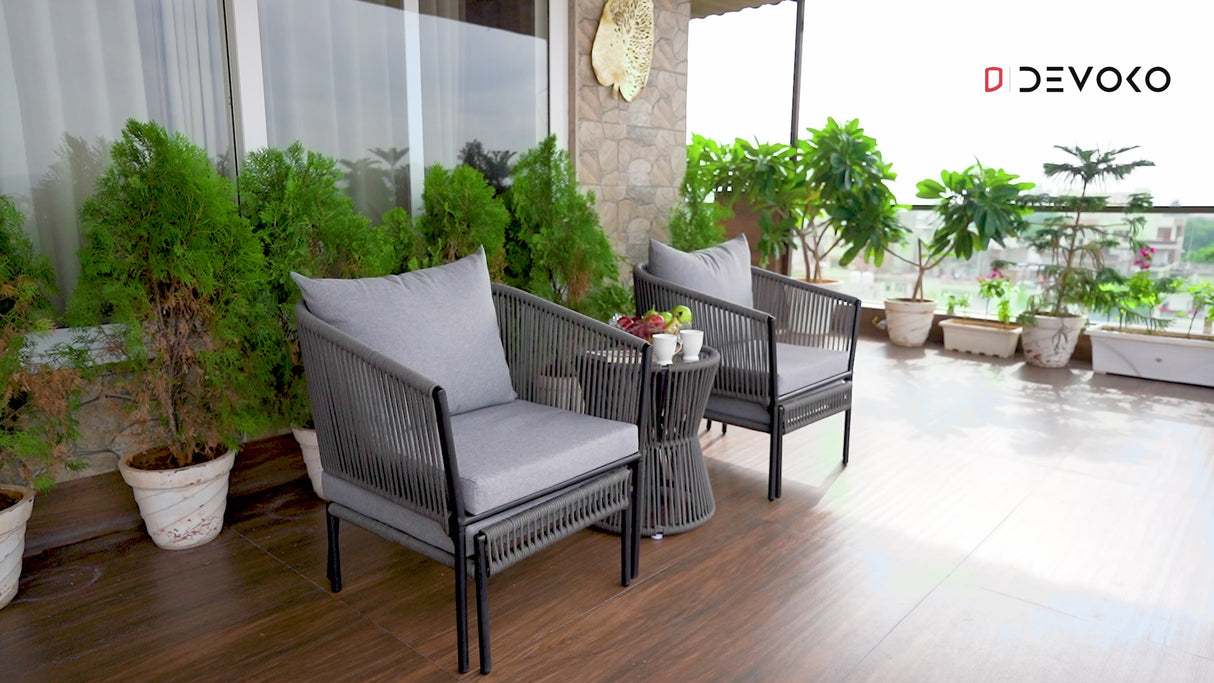 Outdoor 5 Piece Rope Patio Sofa Set (Grey)