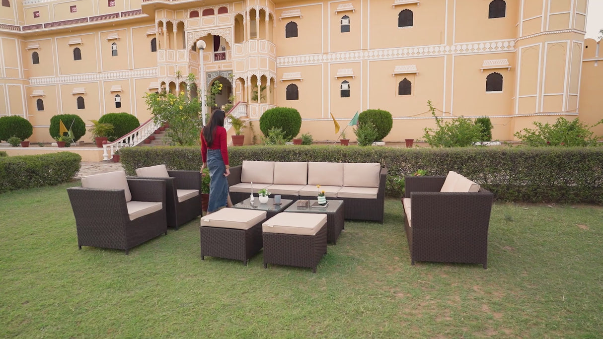 Outdoor Wicker 10 Seater Sectional Sofa Set