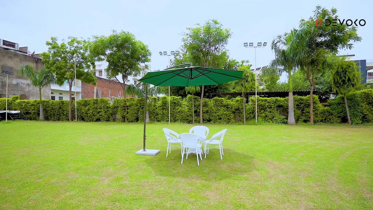 9 Ft Outdoor Offset Cantilever Patio Umbrella with Marble Base
