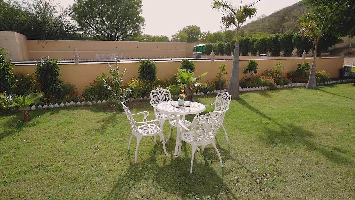 Outdoor Cast Aluminum 5-Piece Patio Conversation Set (Grey)