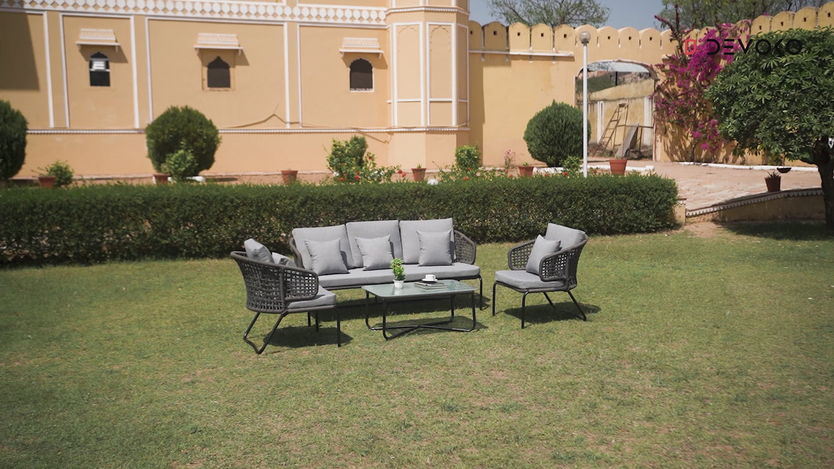 Outdoor 5 Seater Rope Conversation Sofa Set