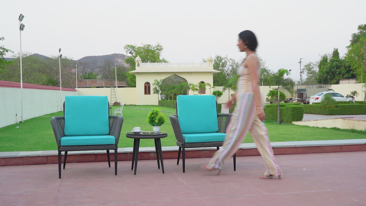 Outdoor 3 Piece All-Weather Rope Patio Set