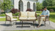 Outdoor Rope 4-Seater Sofa Set with Glass Top Table (Brown & Cream)