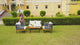 Outdoor 4-Piece Rope Woven Conversation Sofa Set with Wooden Top Table