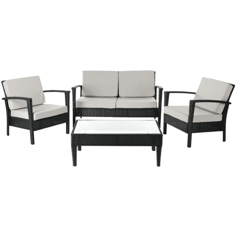 4pc Rattan Sofa Set (Black/Off-white) - Image 2
