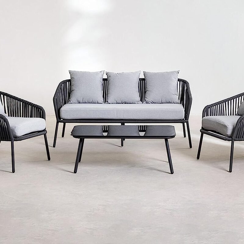 4 Piece Patio Sofa Set (Grey)