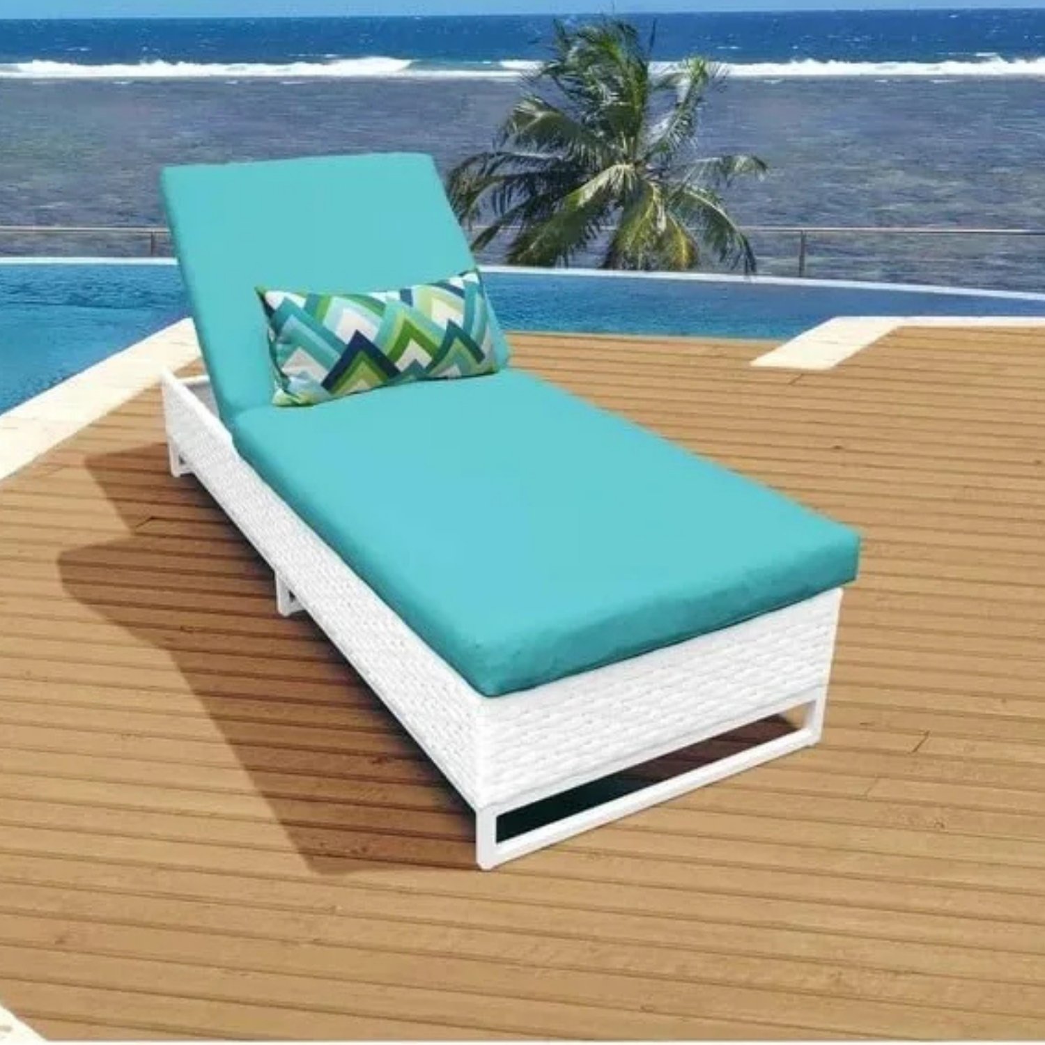 DEVOKO White Wicker Lounger