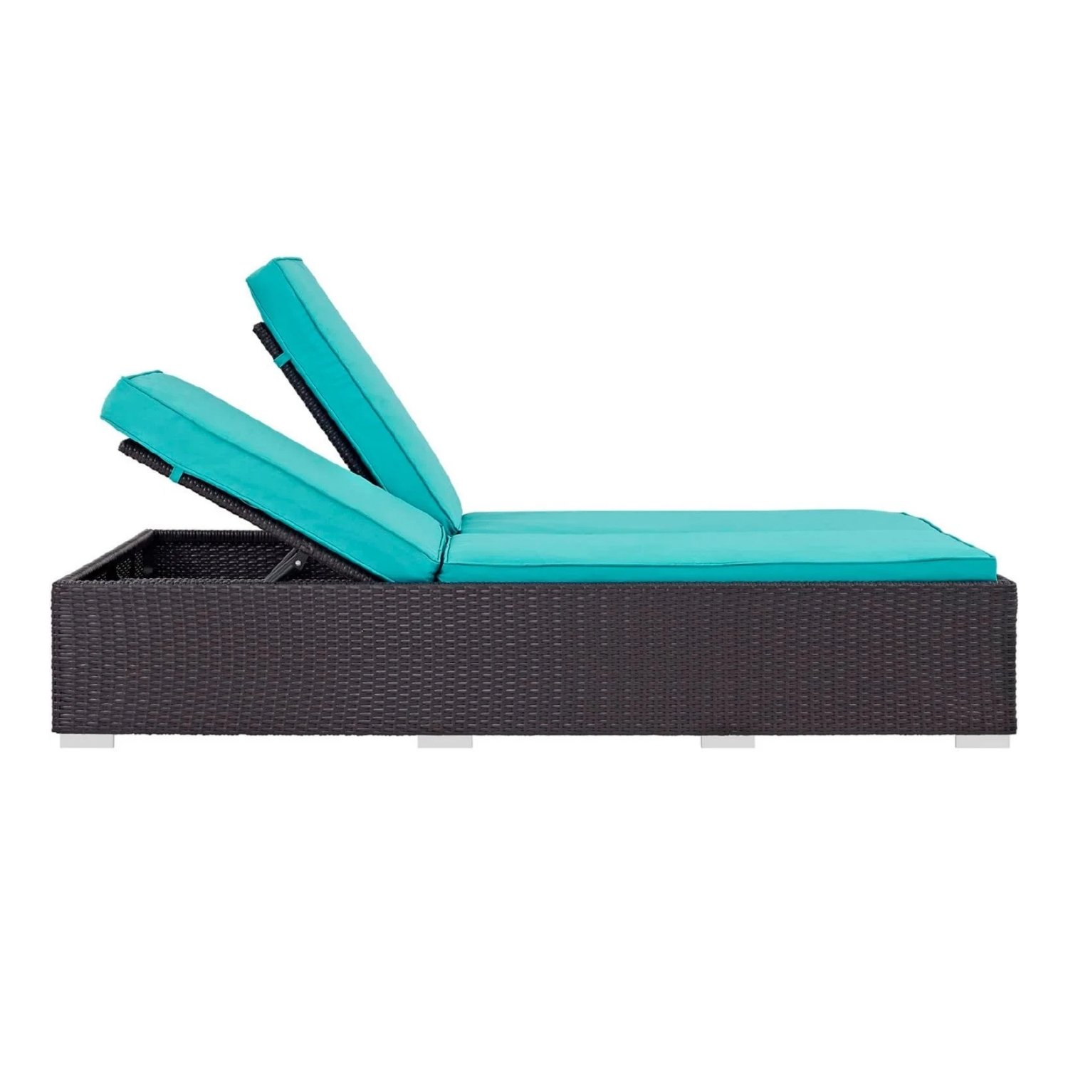 Outdoor Chaise Lounge Chair (Dark Brown & Sky-blue)