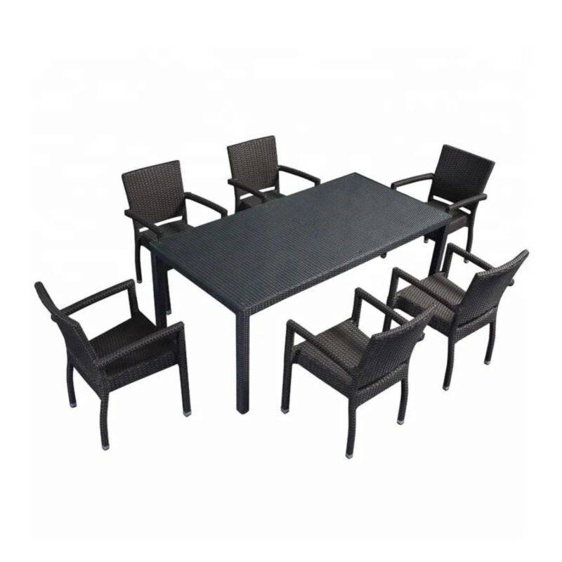 7-Piece Iron Outdoor Dining Set (Black)