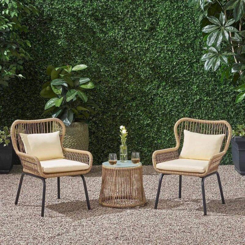 Devoko 3 Piece Patio Rope Set - Beige/Cream - Outdoor