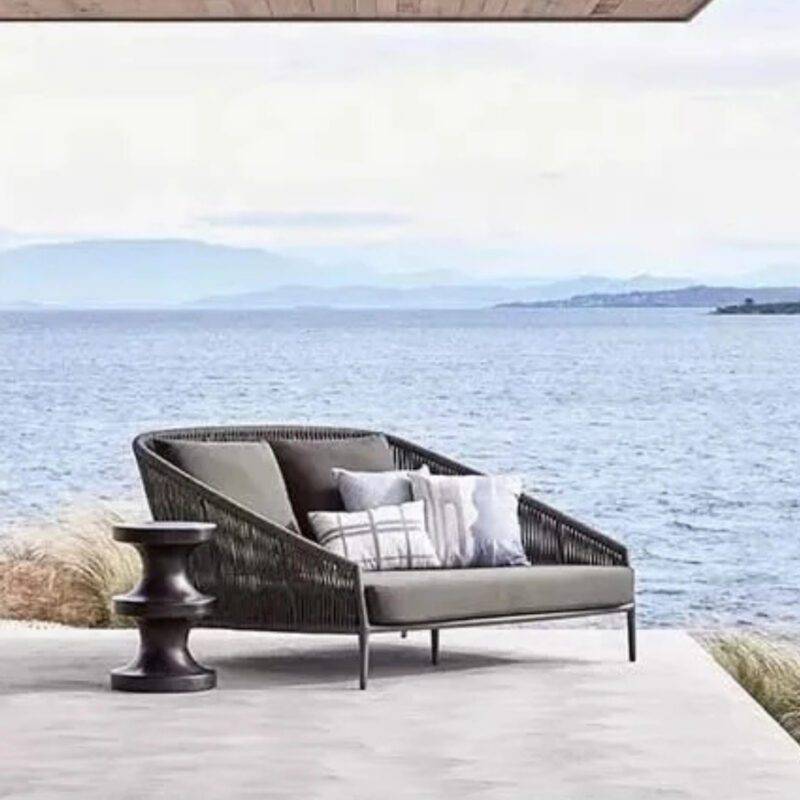 DEVOKO Grey Rope Daybed Furniture Set for Outdoor Bliss