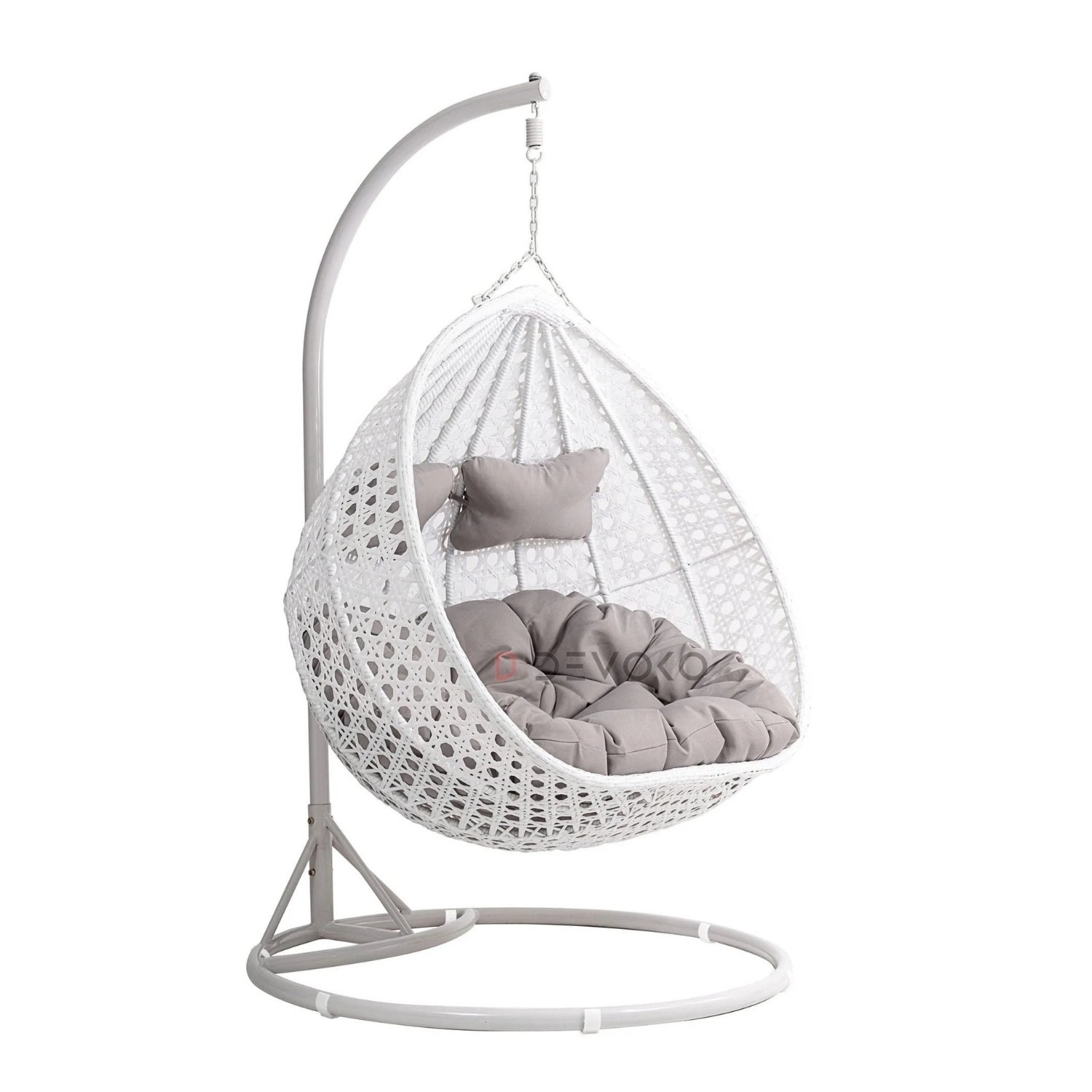 Double Seater Rattan & Wicker Swing (White & Grey)