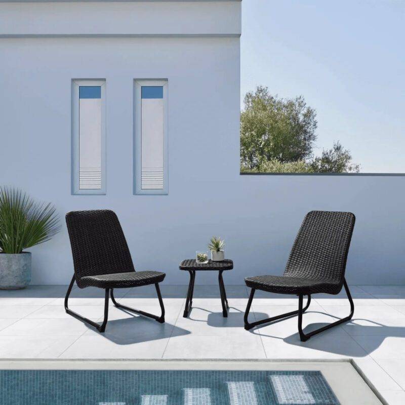 3 Piece Rattan & Wicker Patio Furniture Set (Dark Brown)