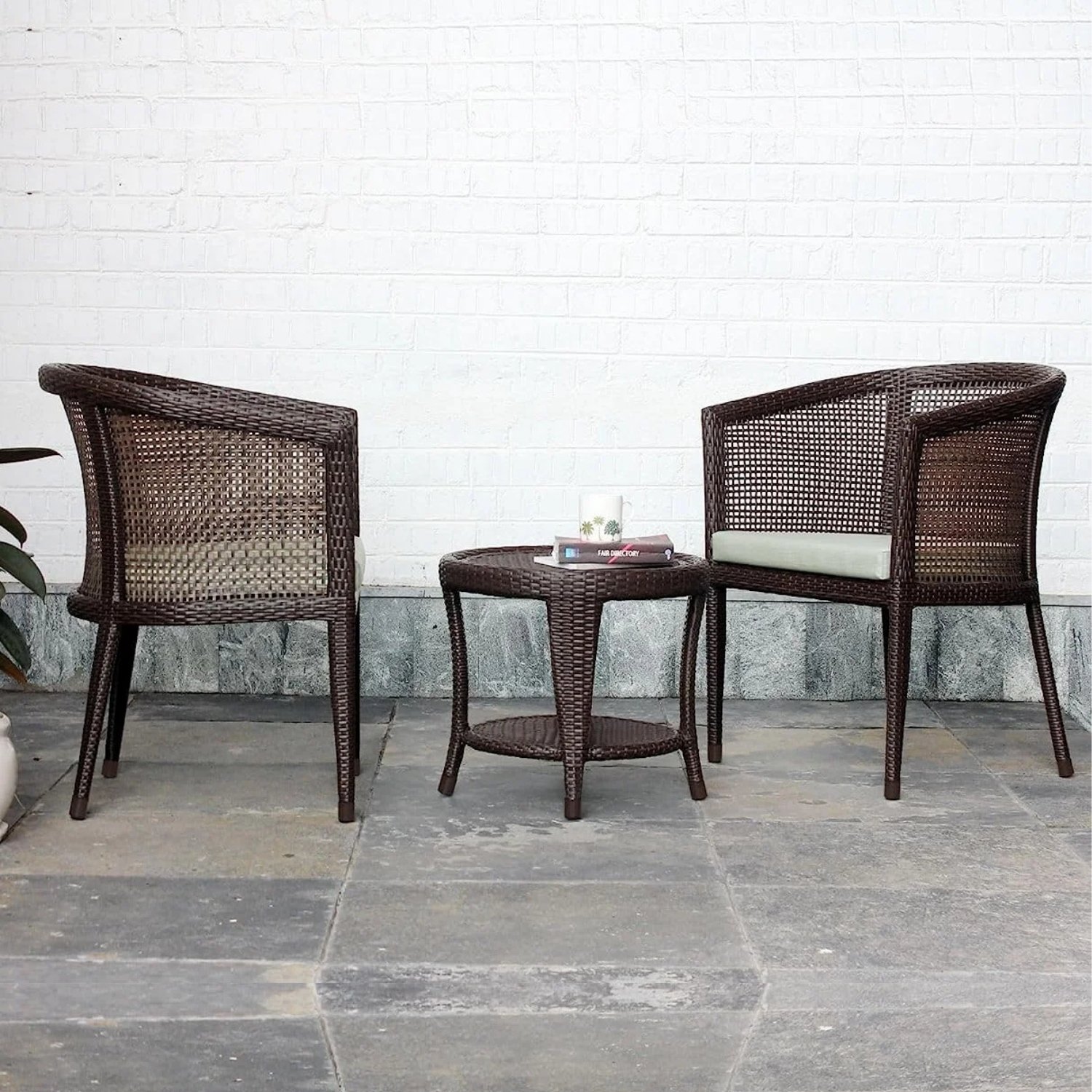 3-Piece Wicker Bistro Set (Brown and Grey)