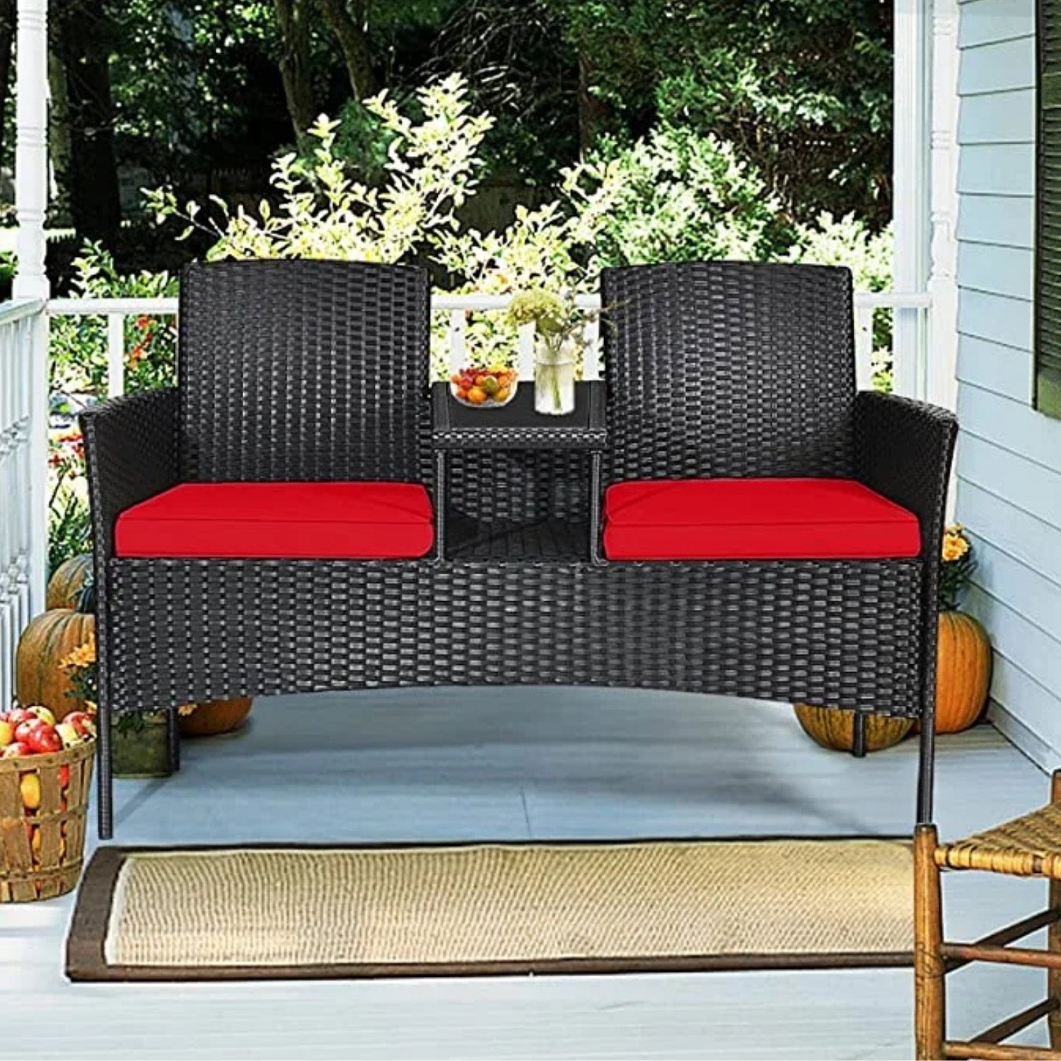 DEVOKO Balcony Bistro Set: Black & Red