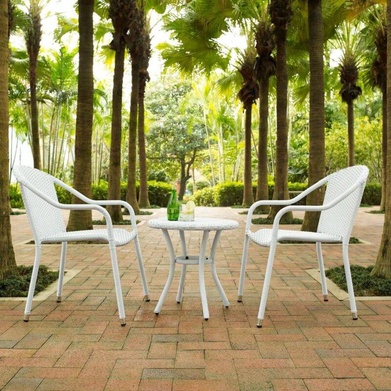White Rattan Outdoor Furniture Set - 3-Piece