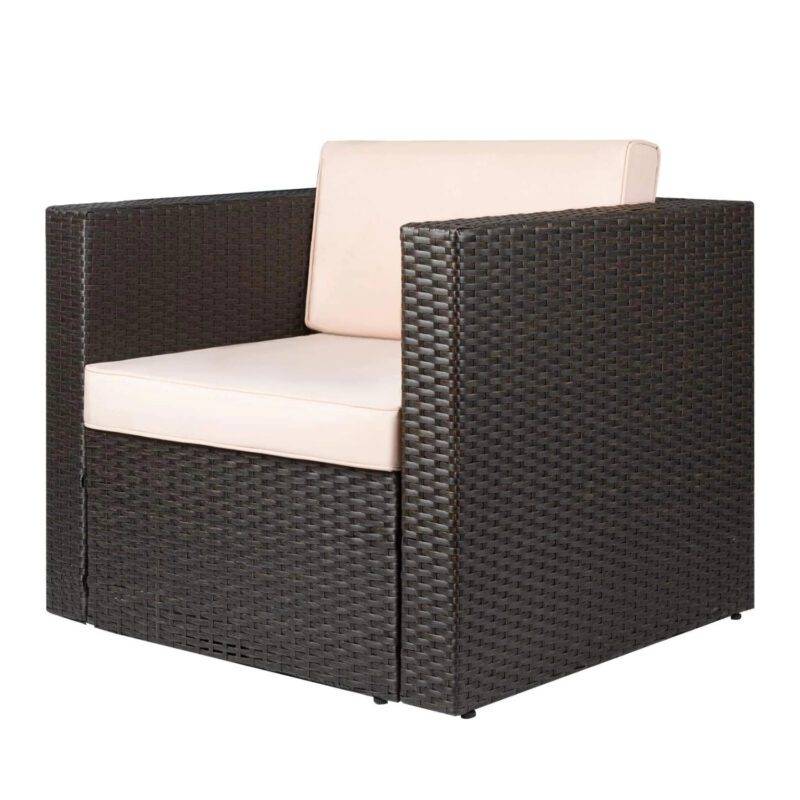 DEVOKO Indoor/Outdoor Sofa 1-Piece (Dark Brown/Cream)