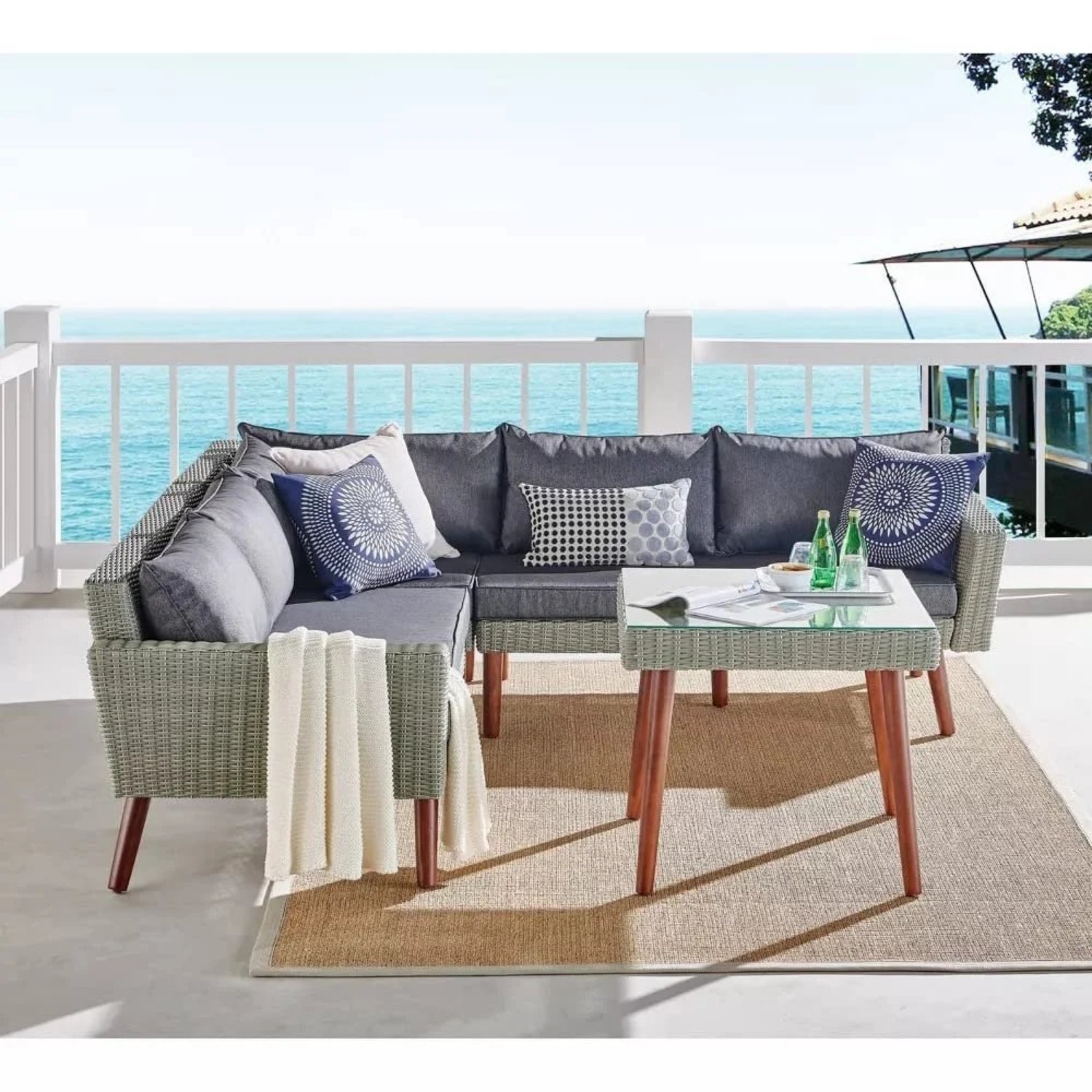 DEVOKO 3-Piece Outdoor Patio Set (Silver/Dark Grey)