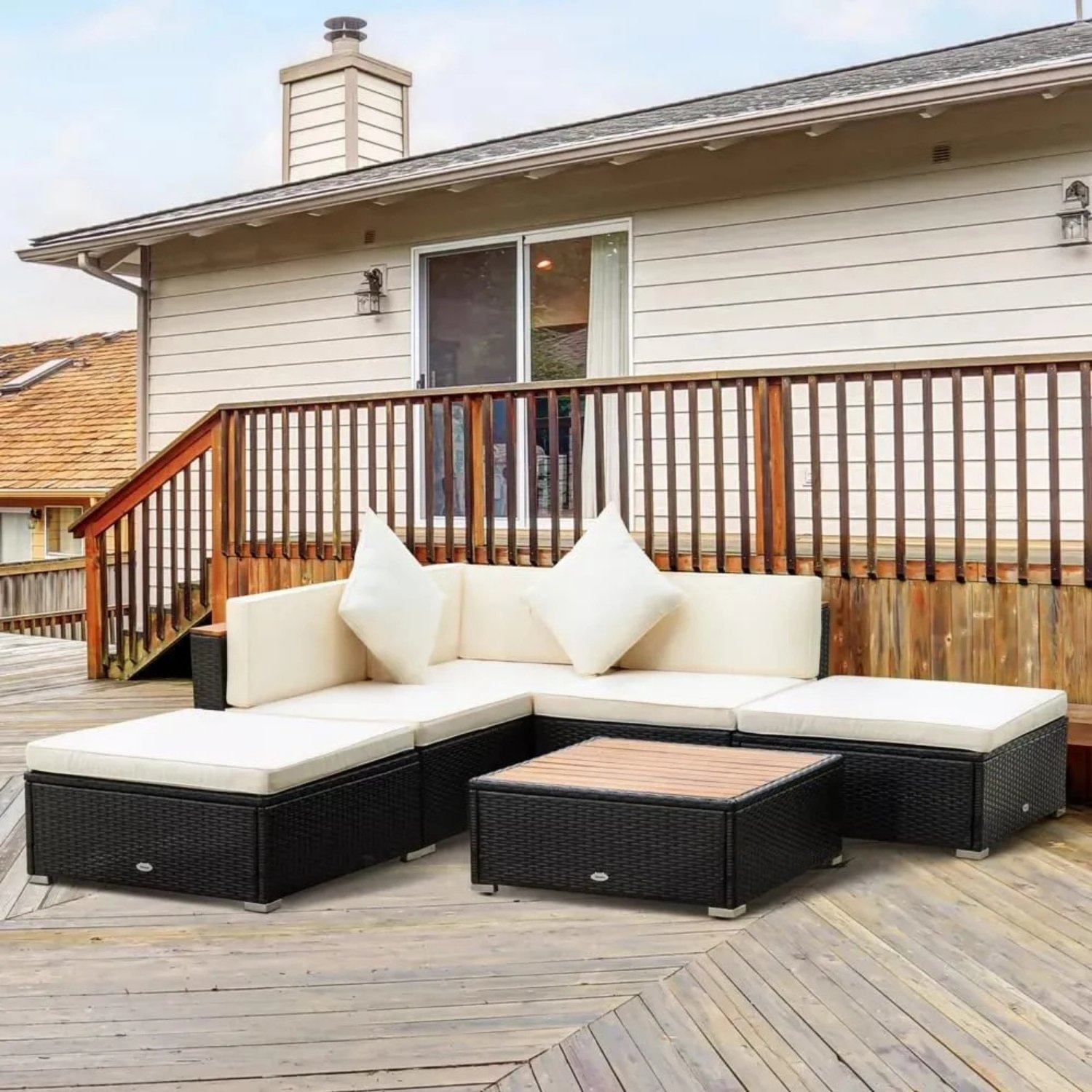 DEVOKO Waterproof Patio Furniture Set (Black/Cream)