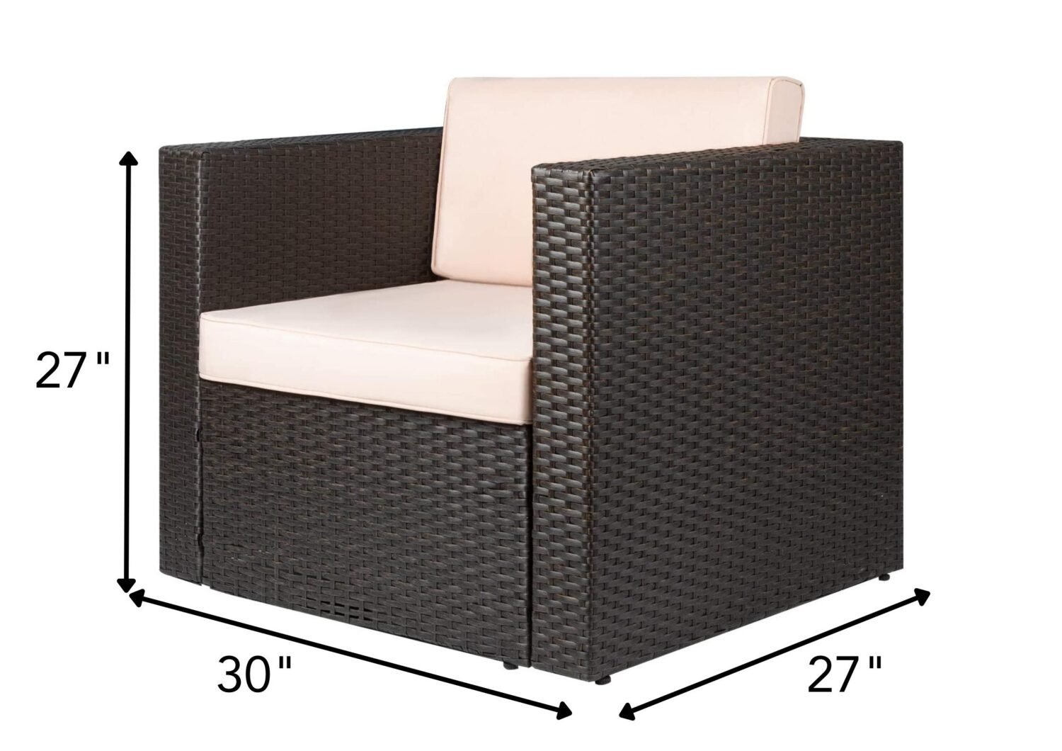 DEVOKO Indoor/Outdoor Sofa 1-Piece (Dark Brown/Cream) - Image 2