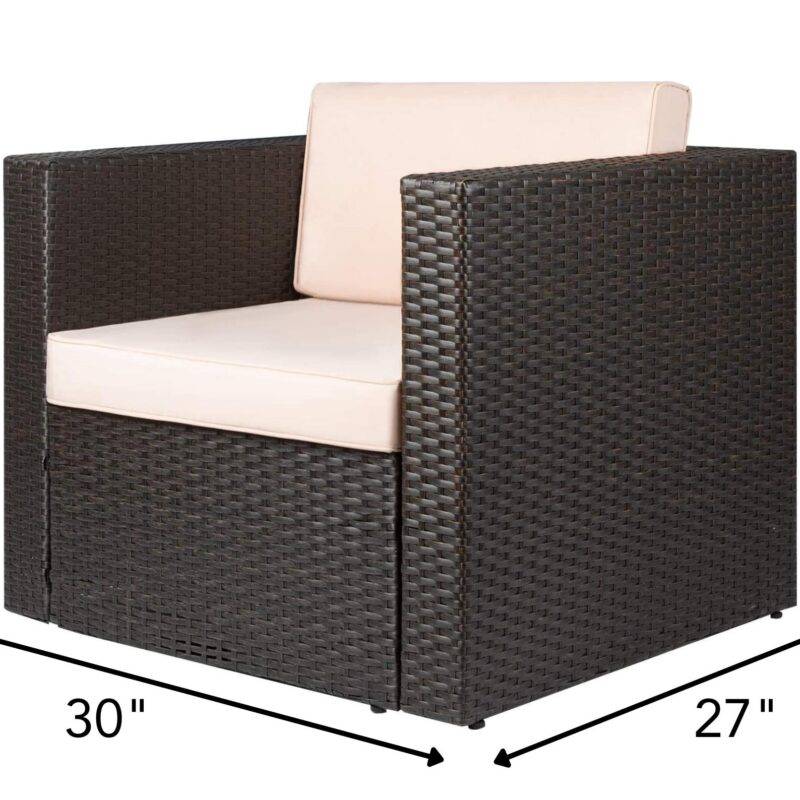 DEVOKO Indoor/Outdoor Sofa 1-Piece (Dark Brown/Cream) - Image 2