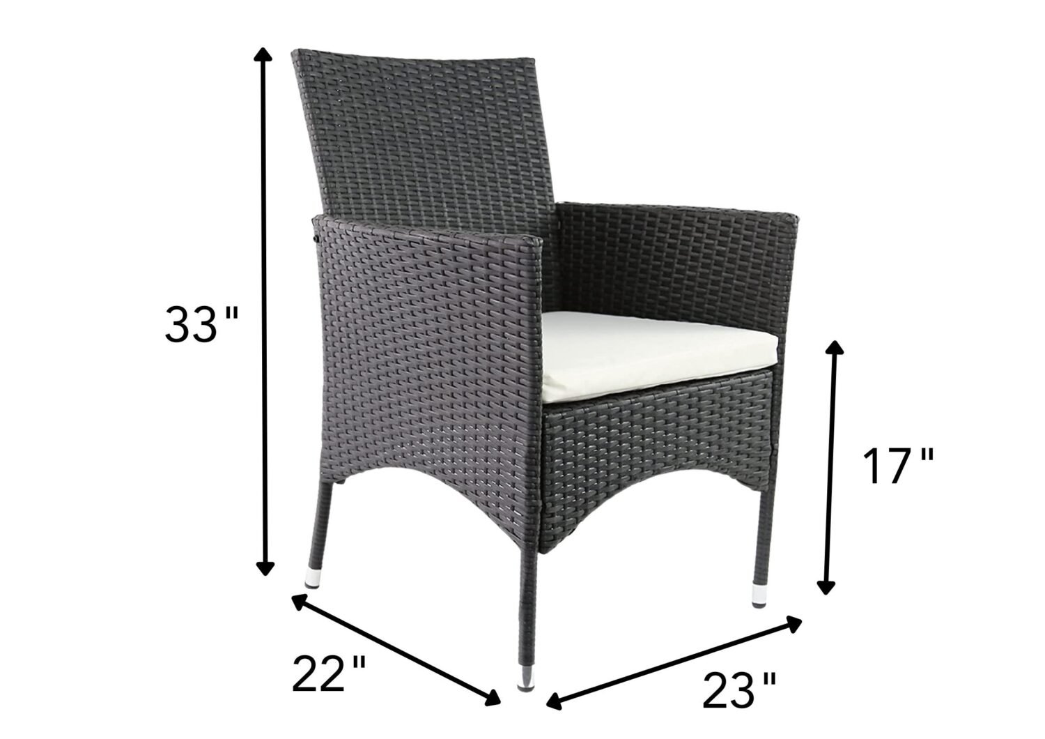 Wicker & Rattan Patio Dining Arm Chair(Black & White) - Image 2